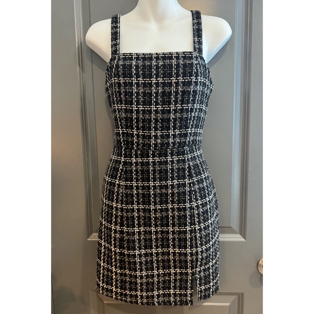 Francesca's Collections Black and White Checkered Mini Dress